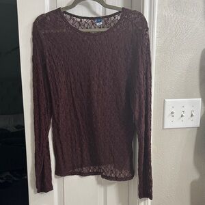 Old Navy Lace Long Sleeve Top - Dark Brown